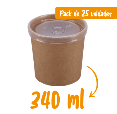 POTE KRAFT + TAPA PLASTICA 340 ML X 25 UNIDADES