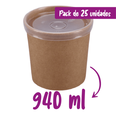 POTE KRAFT + TAPA PLASTICA 940 ML X 25 UNIDADES