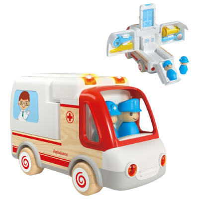 Ambulancia de Madera con Luces y Sonido