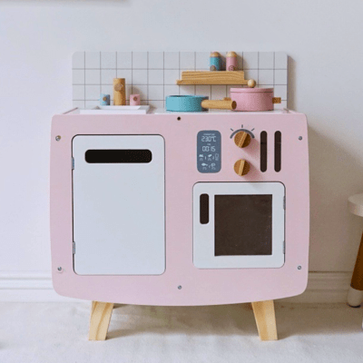 Cocina de Madera Retro Infantil Rosa1