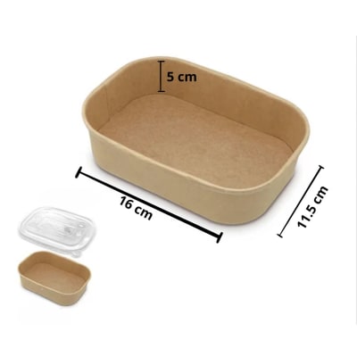 Tupper kraft 750ml con tapa Pet (25 unidades)
