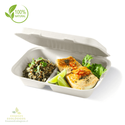 Envase 950ml Dos Compartimentos Caña de Azúcar (50 unidades)