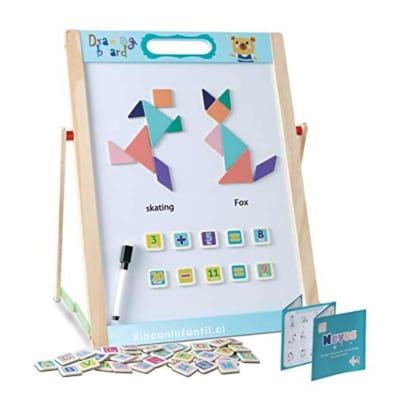 Pizarra doble cara con tangrama2