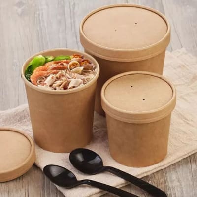 Pote Kraft 16oZ con tapa Kraft (25 unidades)