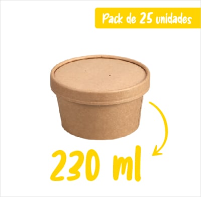 Pote Kraft 8oZ con tapa Kraft (25 unidades)