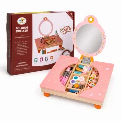 Tocador Infantil de Madera Plegable con Espejo y Accesorios