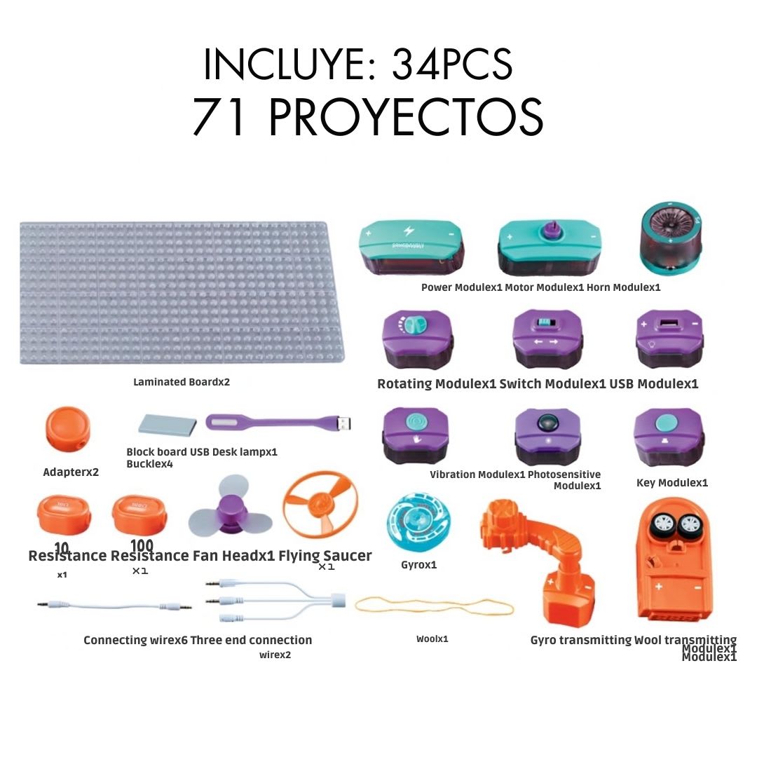 Kit de Exploración Electrónica para Niños 34 PCS6