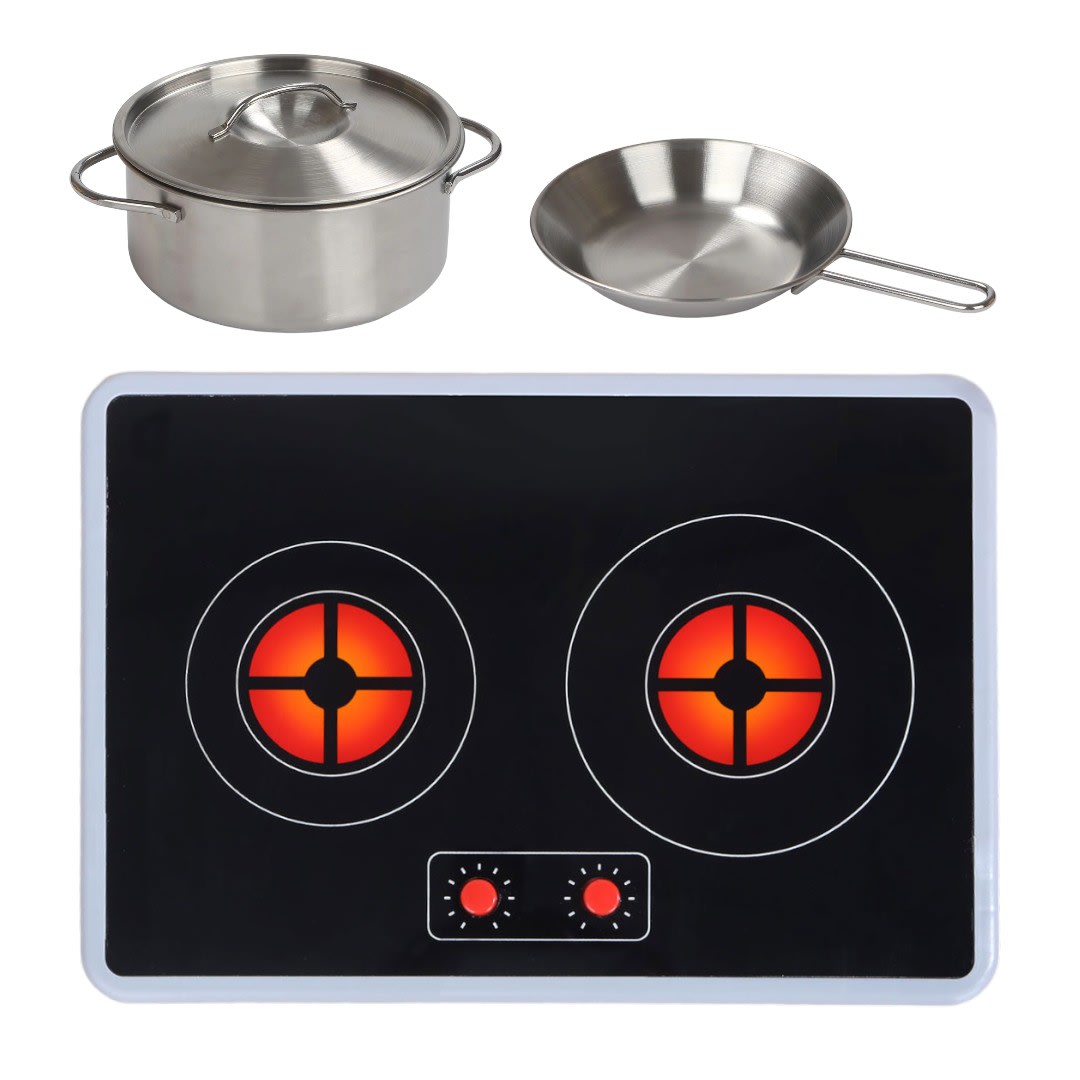 Cocina de Madera Con Luz Y Accesorios  Color Blanco y Rojo4