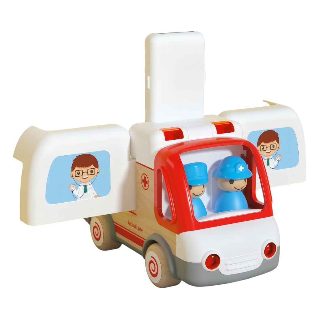 Ambulancia de Madera con Luces y Sonido5