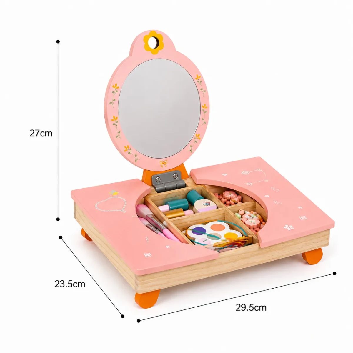 Tocador Infantil de Madera Plegable con Espejo y Accesorios4