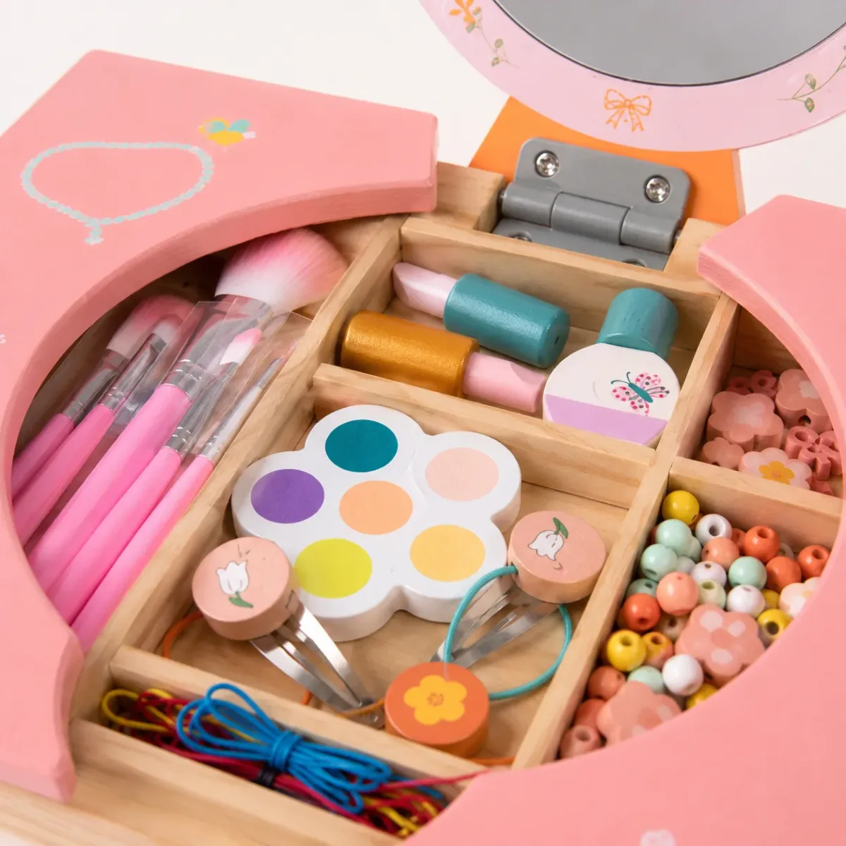 Tocador Infantil de Madera Plegable con Espejo y Accesorios5