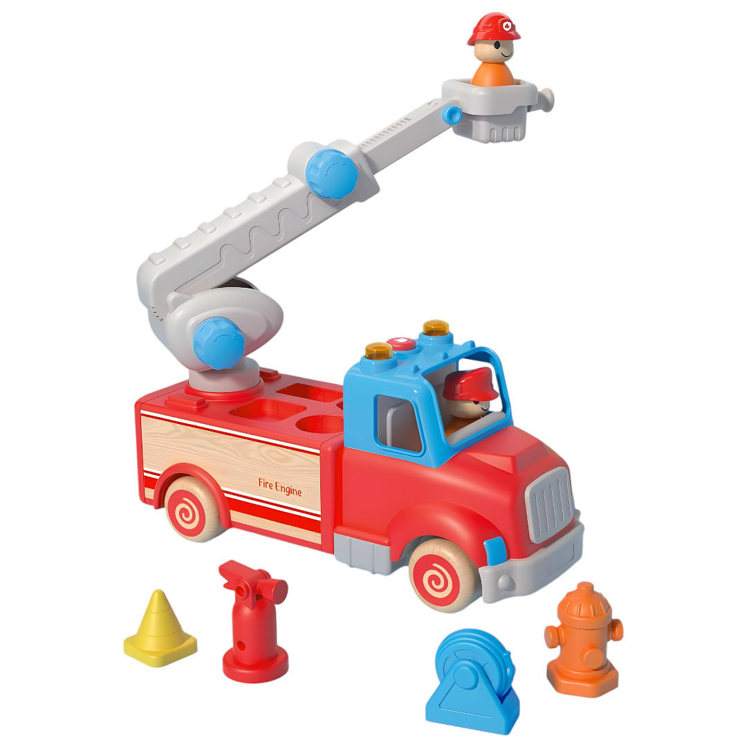 Camión de Bomberos de Madera con Luces y Sonido4