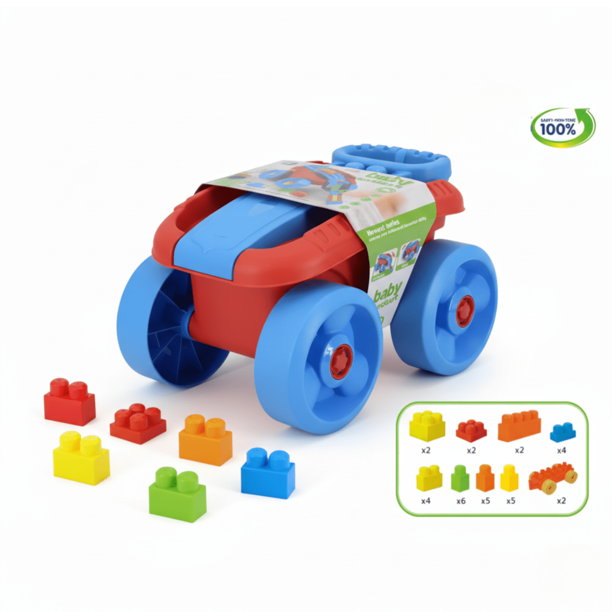 Carro Didáctico con 32 Bloques de Construcción Grandes para Niños5