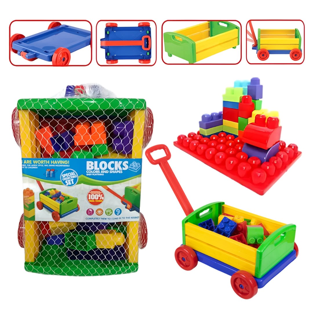 Carro con bloques plasticos 0