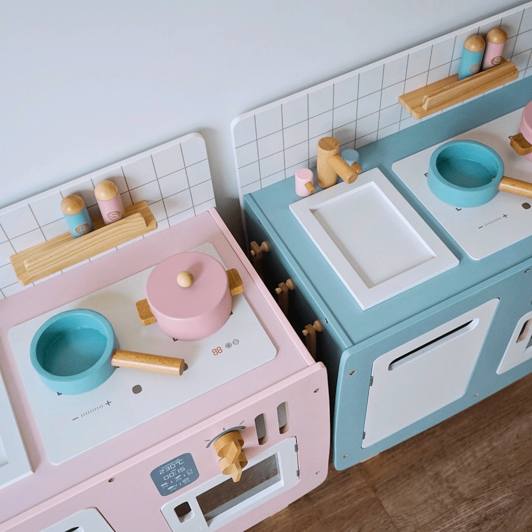 Cocina de Madera Retro Infantil Celeste4