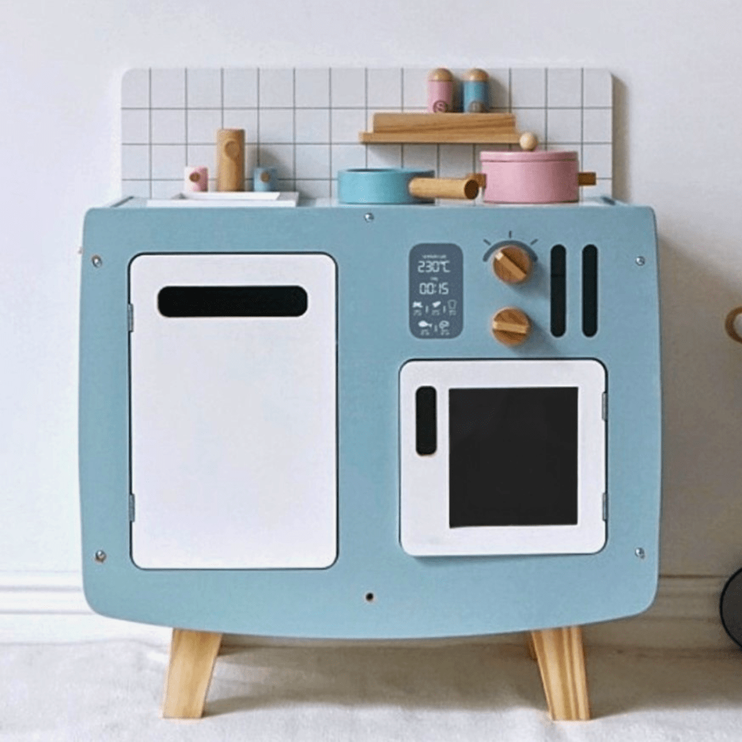 Cocina de Madera Retro Infantil Celeste6