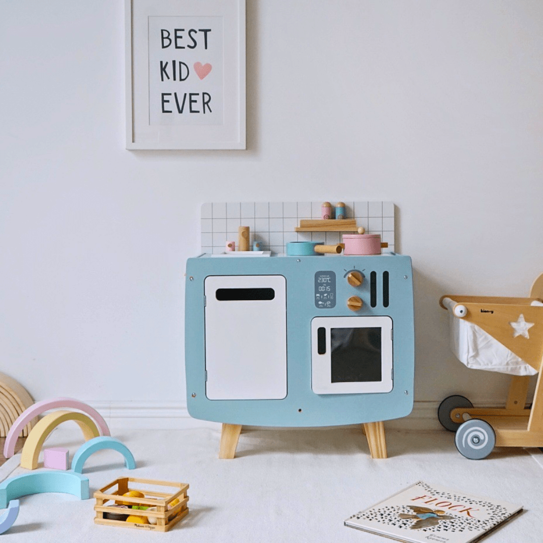 Cocina de Madera Retro Infantil Celeste7