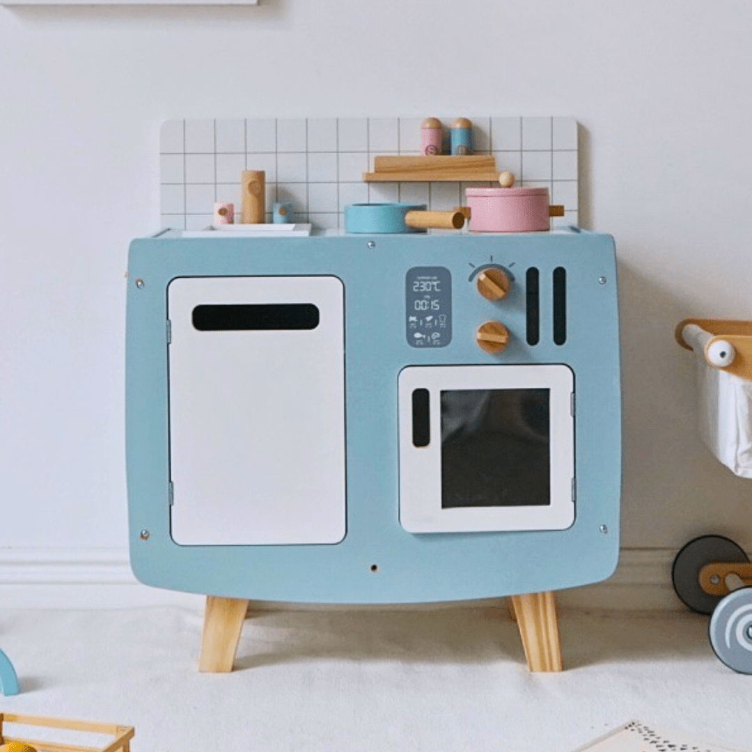 Cocina de Madera Retro Infantil Celeste 0