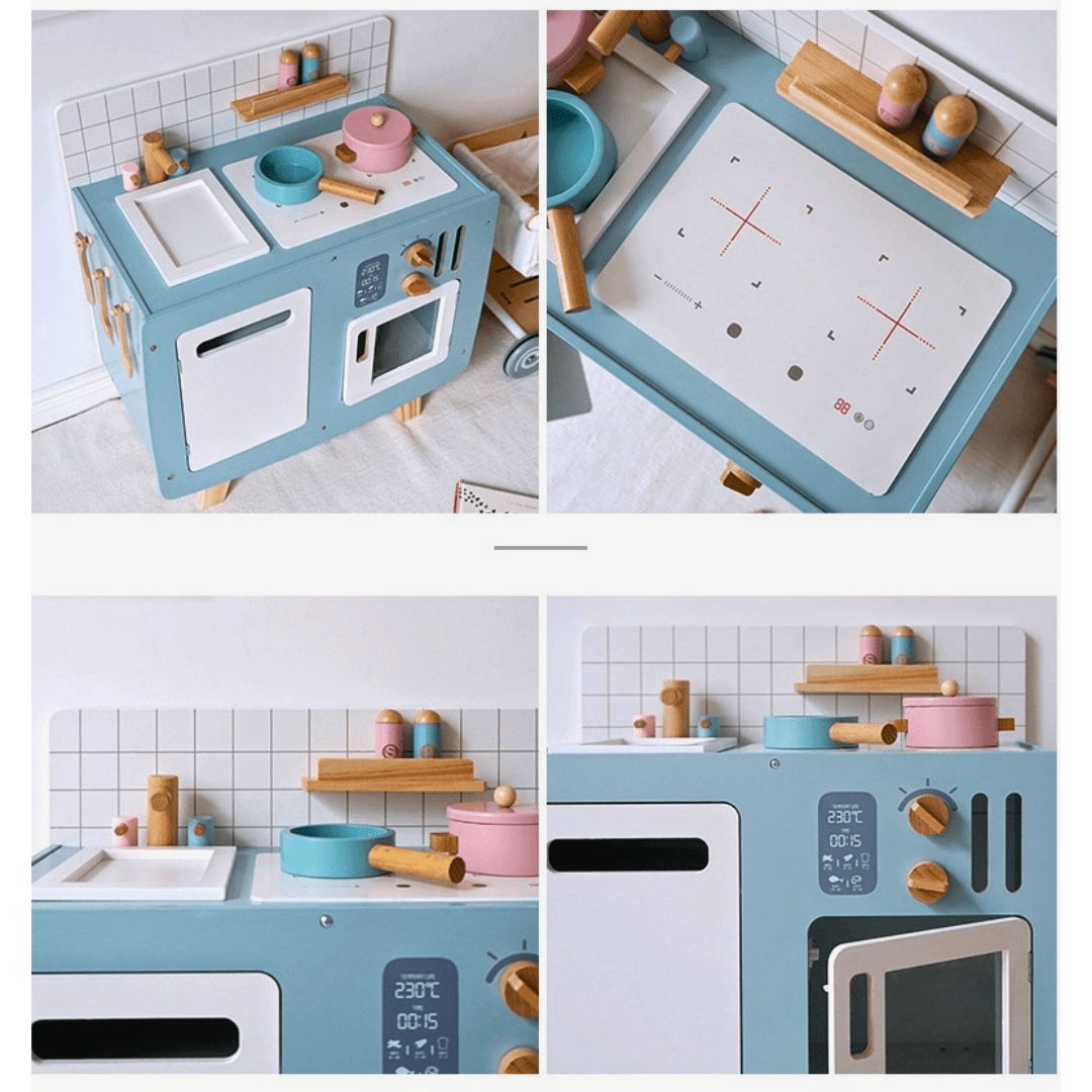 Cocina de Madera Retro Infantil Celeste8
