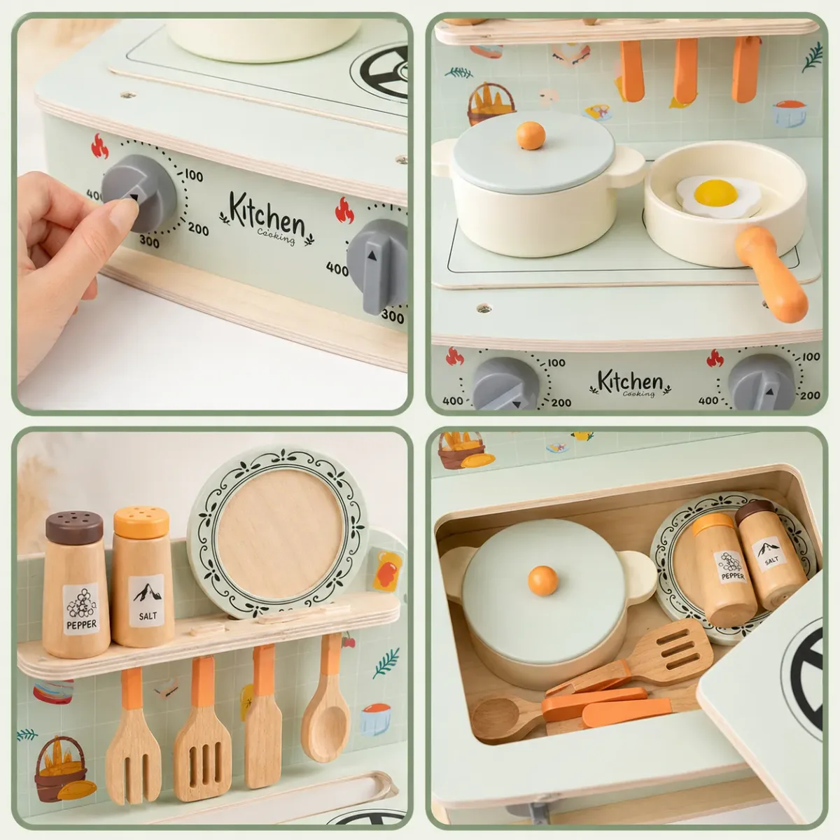 Cocina de Madera Infantil Verde2