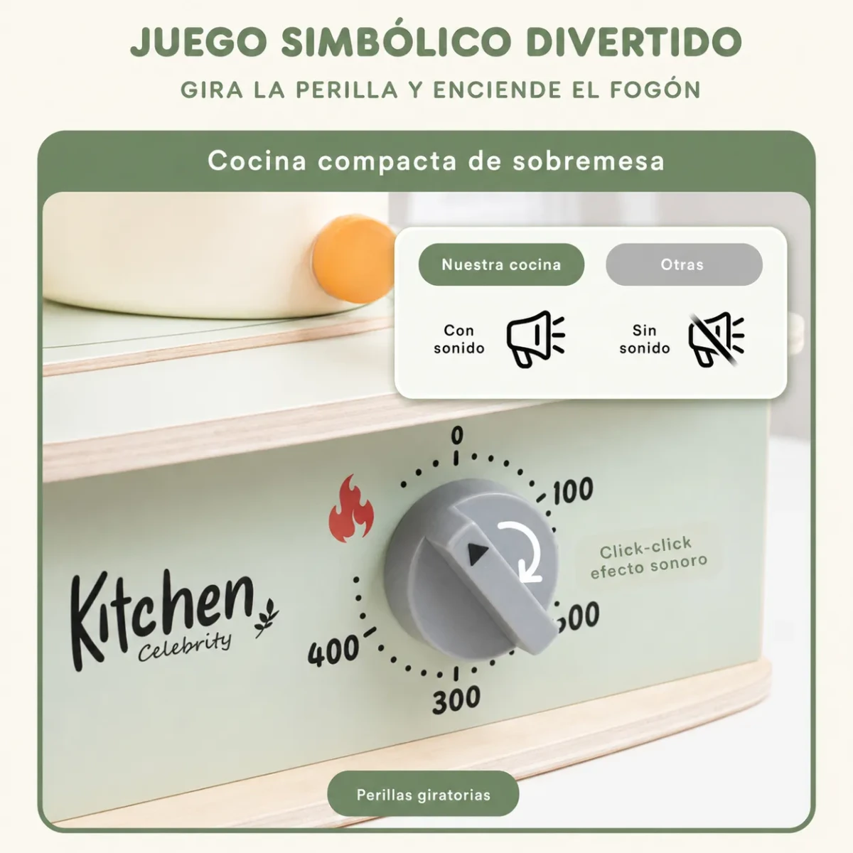 Cocina de Madera Infantil Verde3