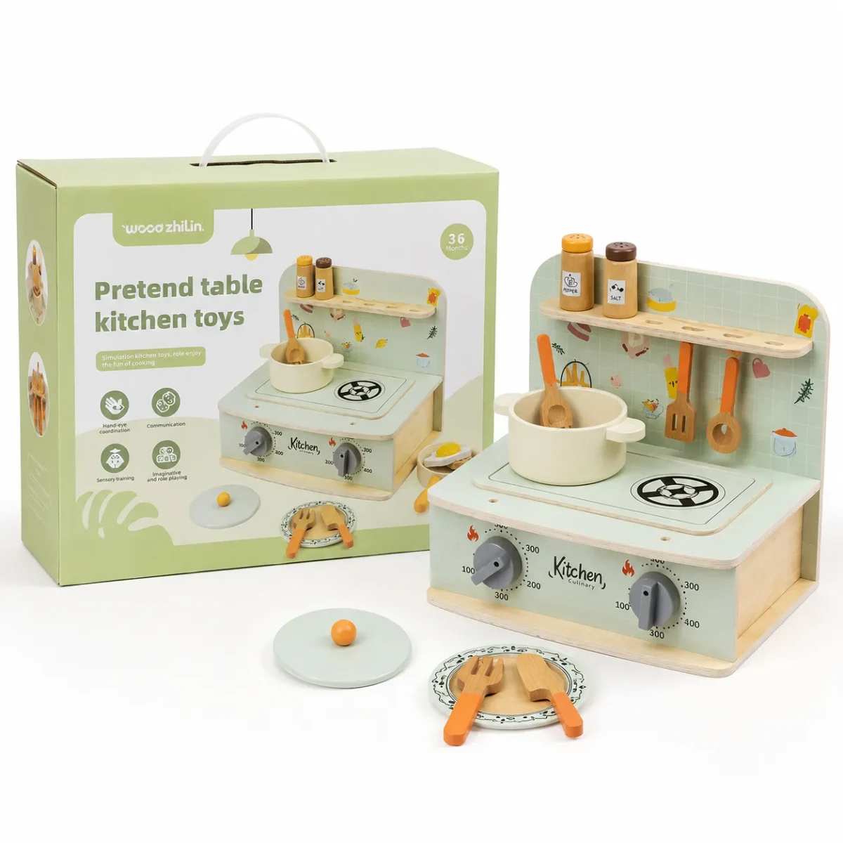 Cocina de Madera Infantil Verde5