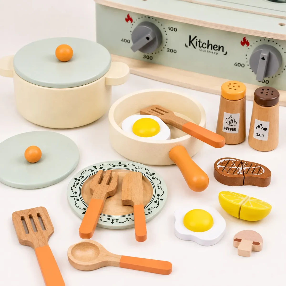 Cocina de Madera Infantil Verde6