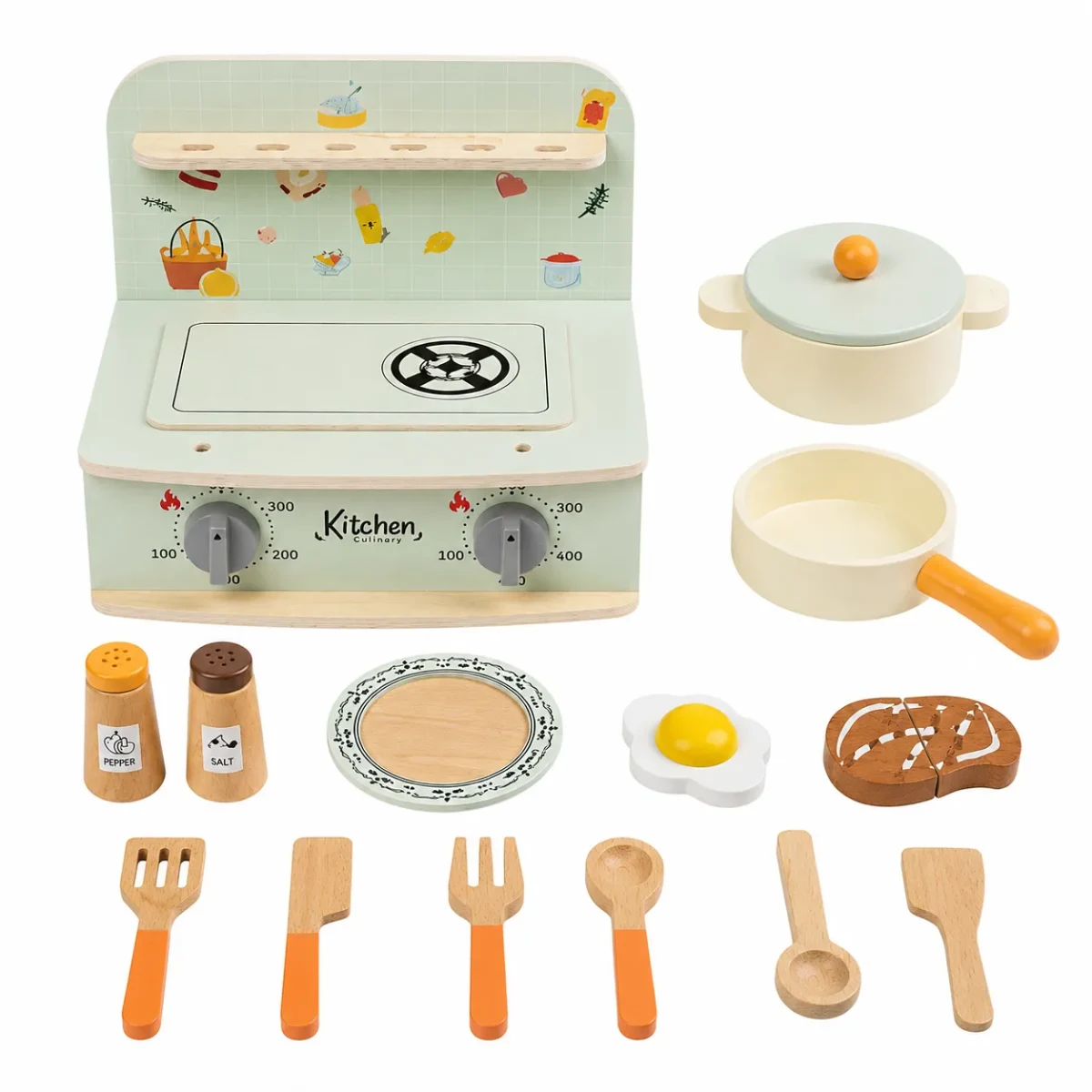 Cocina de Madera Infantil Verde7