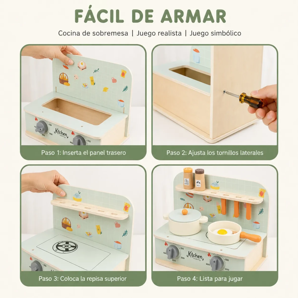Cocina de Madera Infantil Verde8