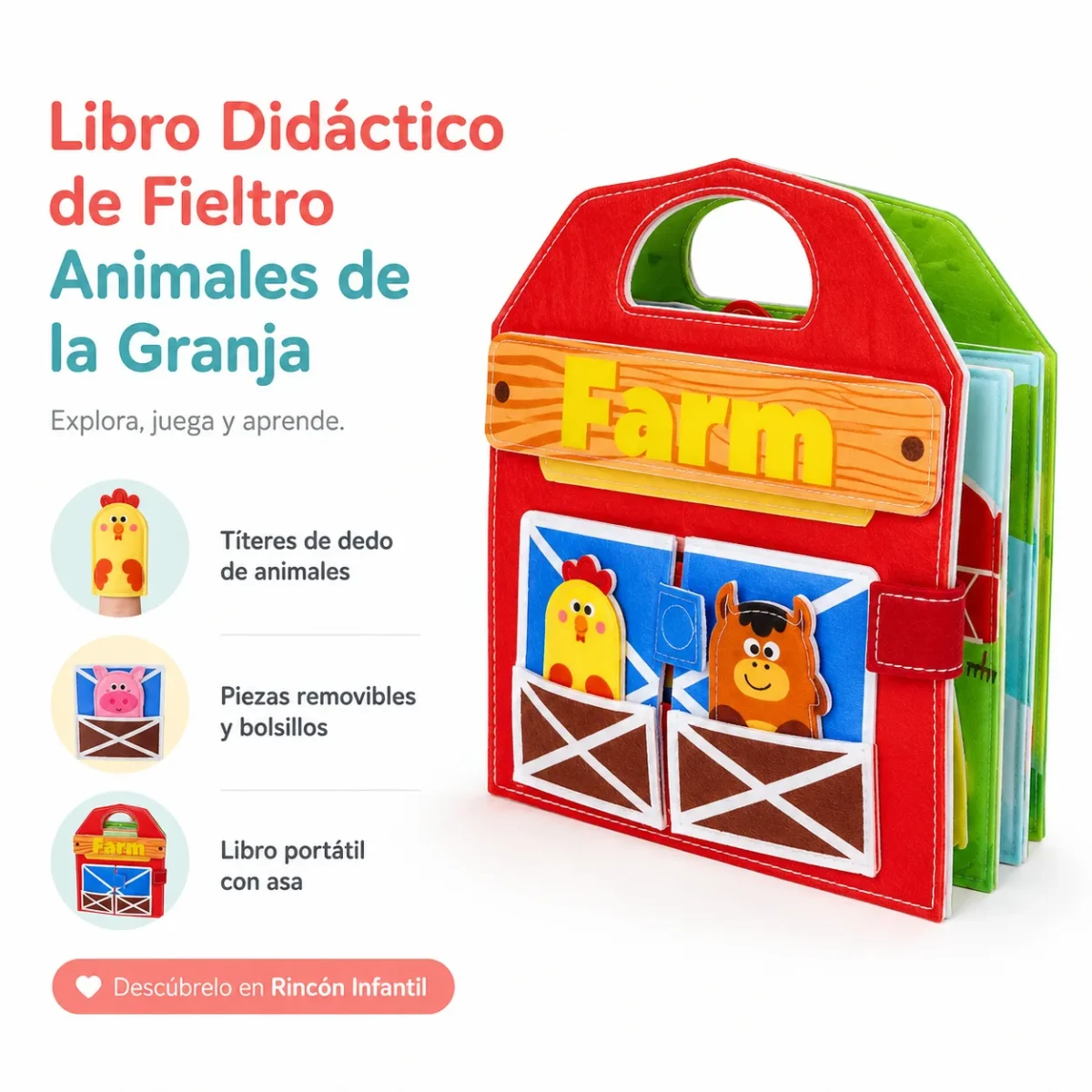 Libro Didáctico de Fieltro Animales de la Granja5