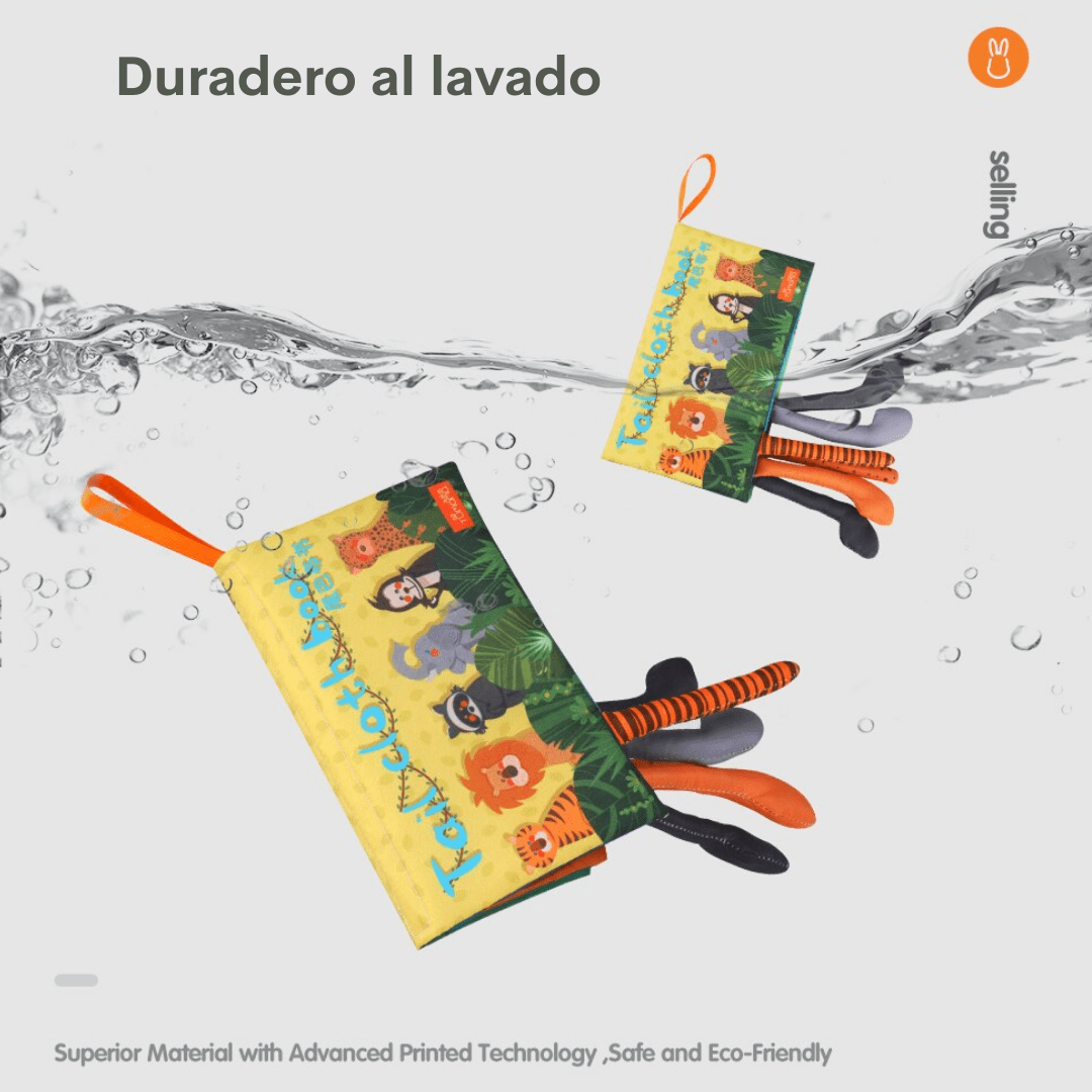Libro de tela con colas de animales de la selva3