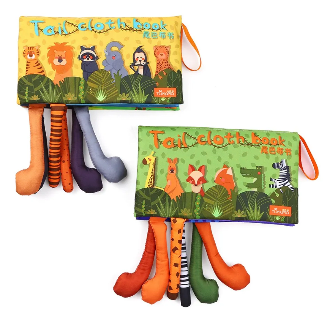 Libro de tela con colas de animales de la selva6