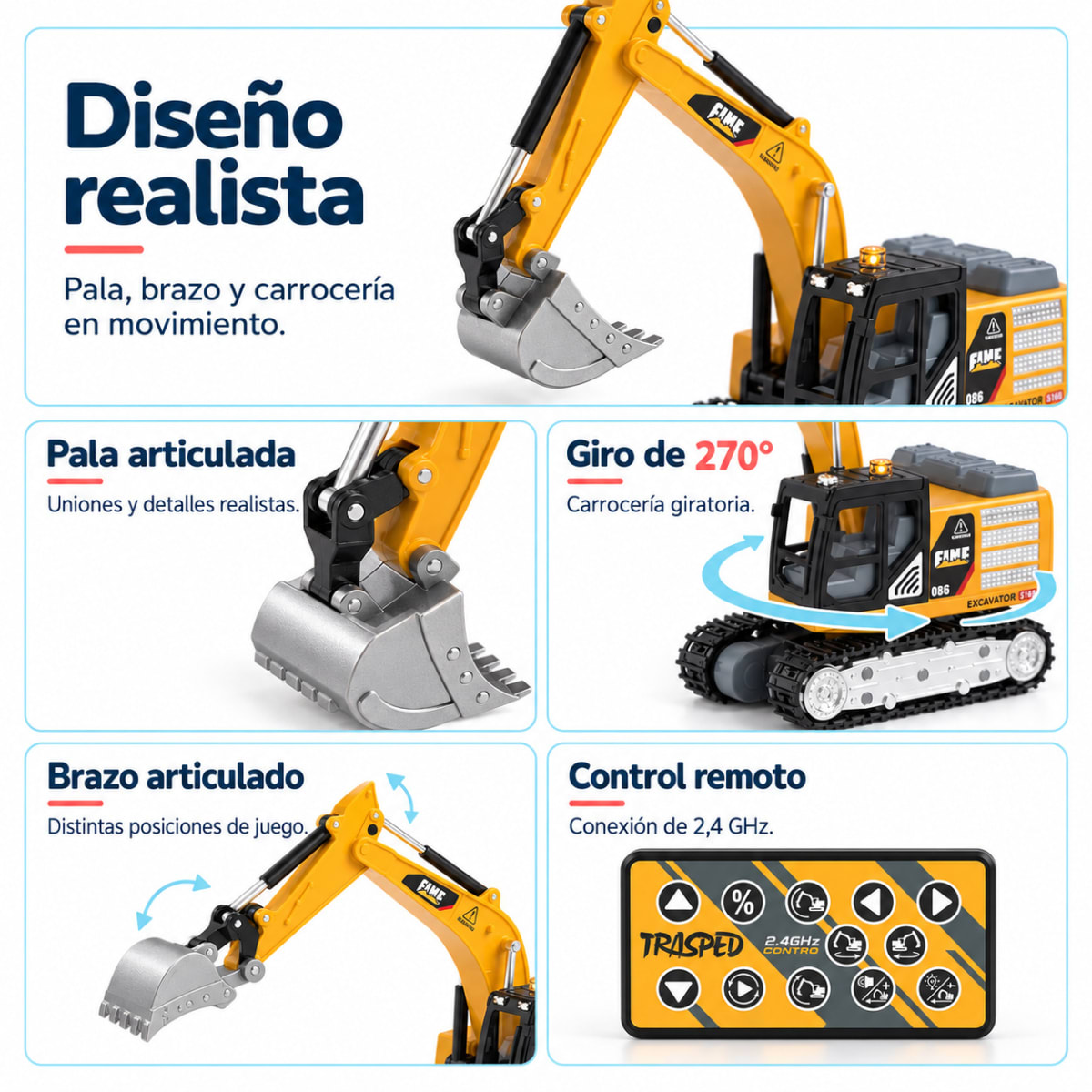 Mini Excavadora a Control Remoto con Luces y Sonidos3