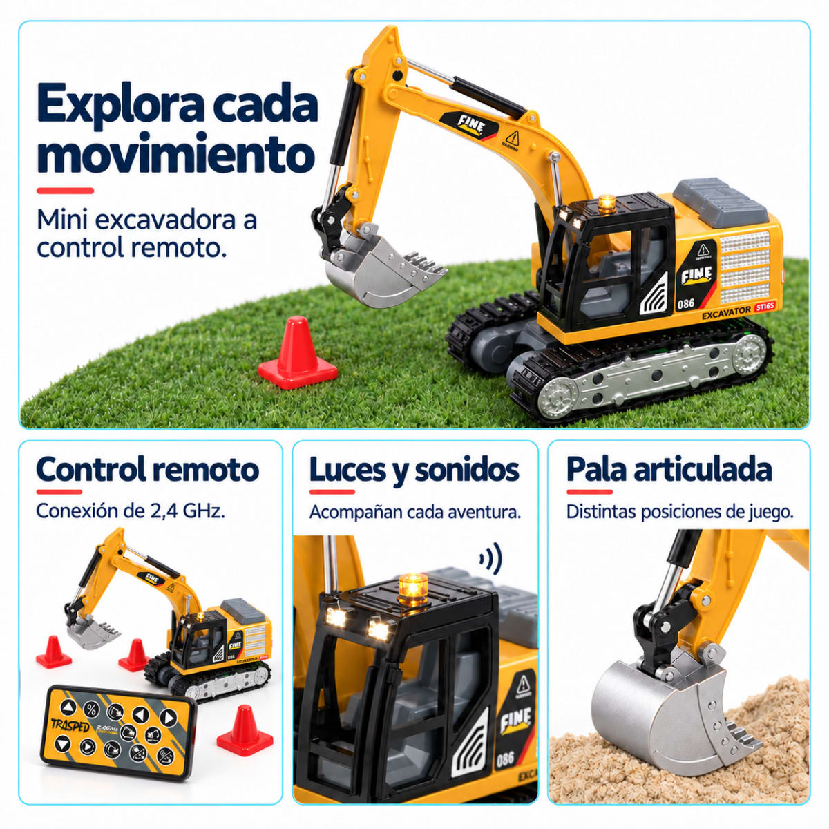 Mini Excavadora a Control Remoto con Luces y Sonidos4