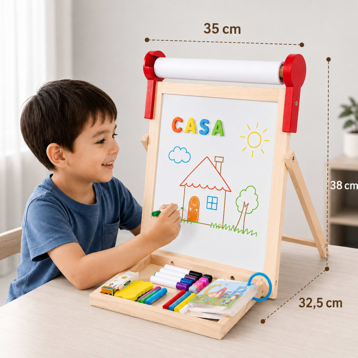 Pizarra Infantil 2 en 1 con Papelógrafo4