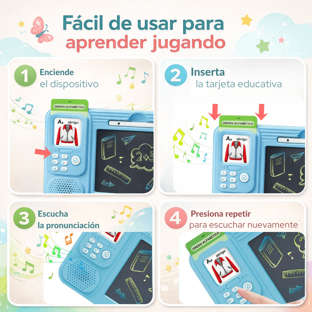 Pizarra de Aprendizaje Bilingüe Español - Inglés con 240 tarjetas2