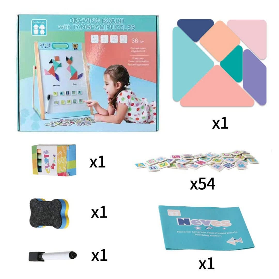 Pizarra doble cara con tangrama3