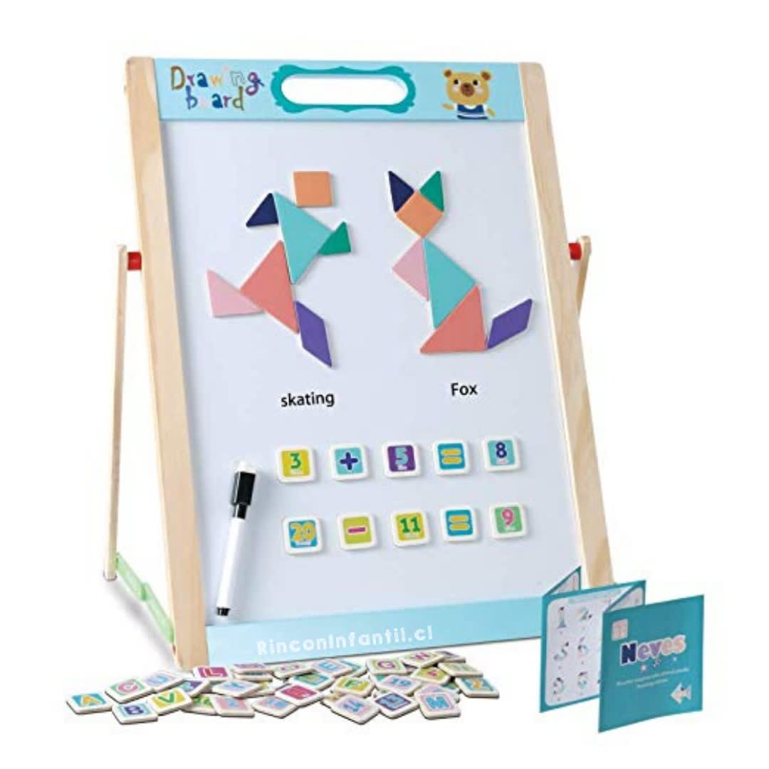 Pizarra doble cara con tangrama 1