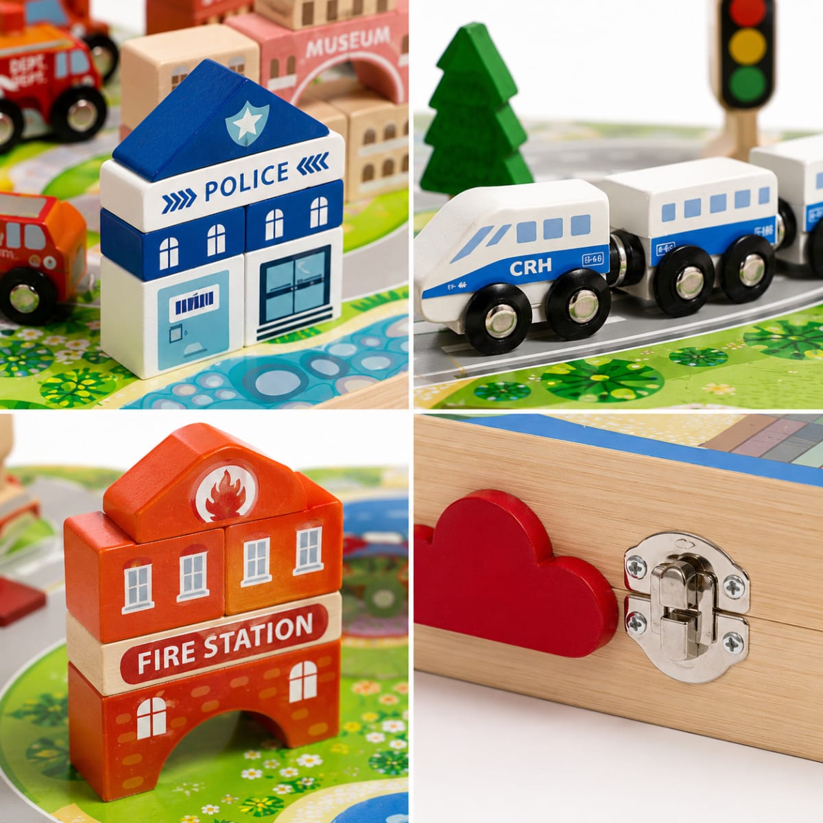 Juego Didáctico Construcción Portátil Mini Ciudad de Madera4