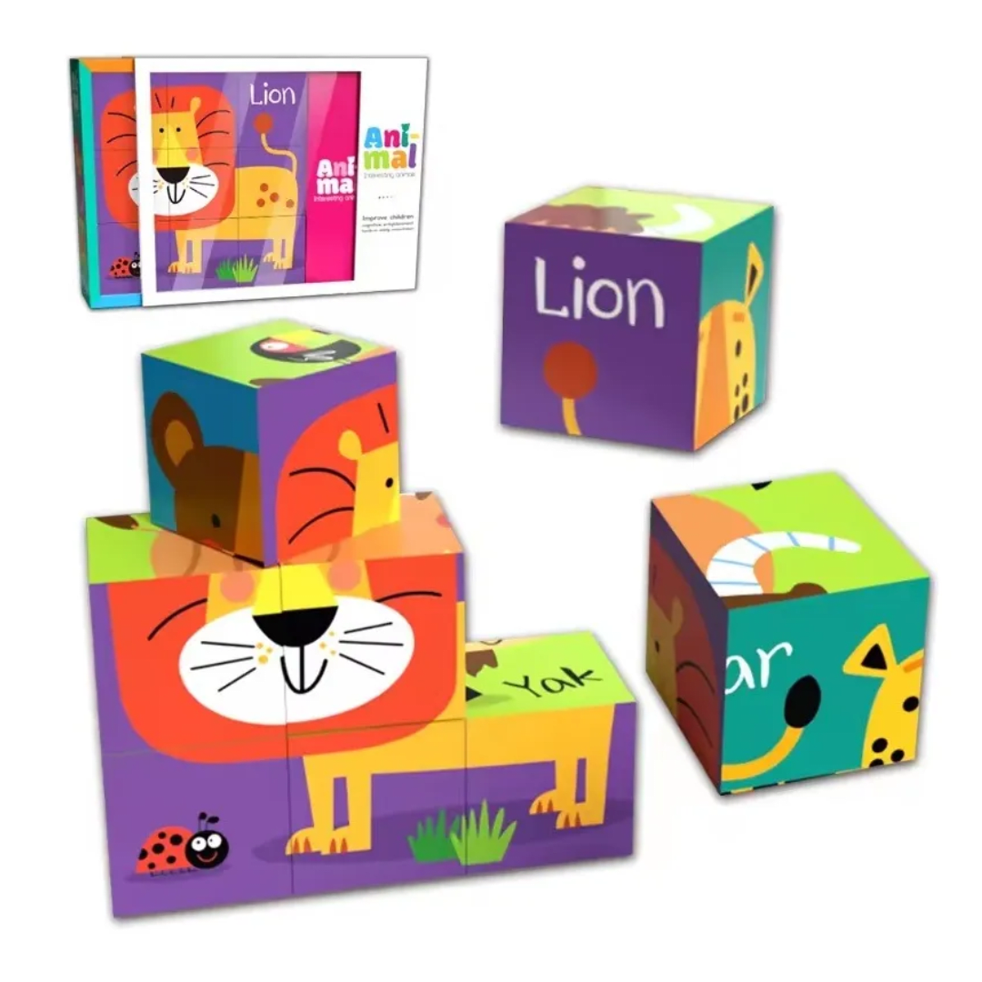 Puzzle de Cubos 6 en 1 con Animales 0