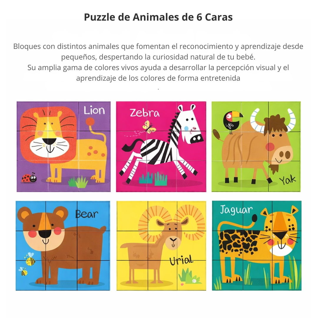 Puzzle de Cubos 6 en 1 con Animales3