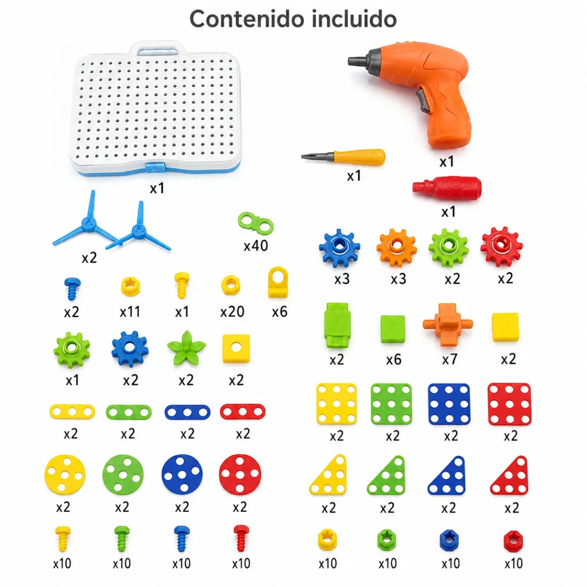 Set Constructor Infantil con Taladro 258 Piezas7