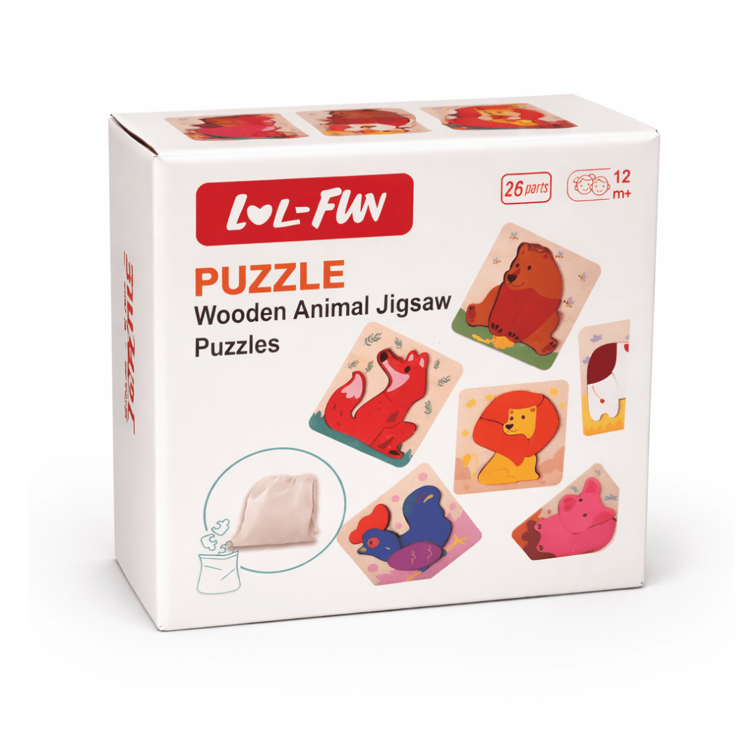 Set de 6 Puzzles de Madera con Animales 0