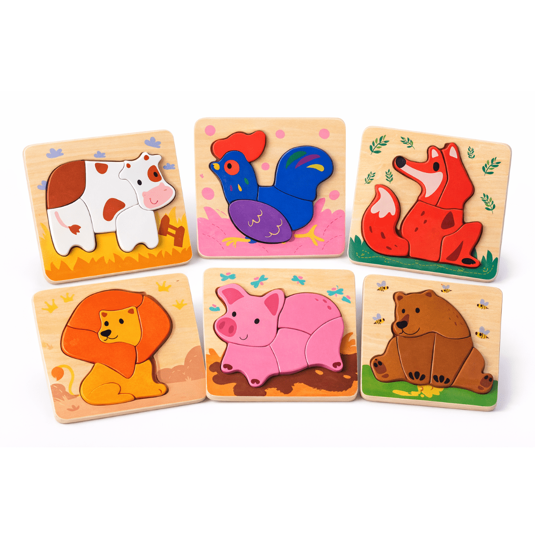 Set de 6 Puzzles de Madera con Animales2