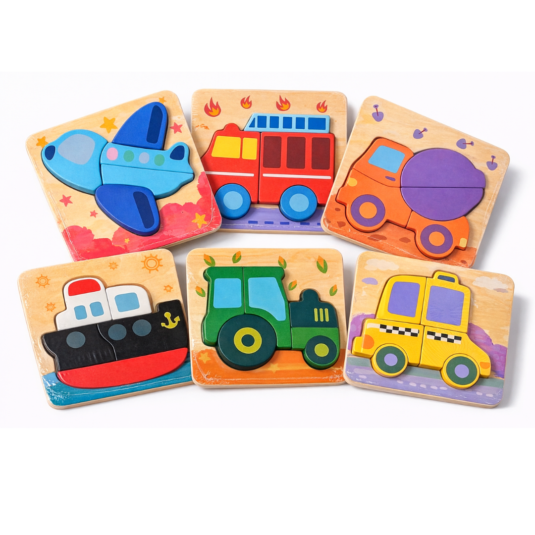 Set de 6 Puzzles de Madera con Medios de transporte6