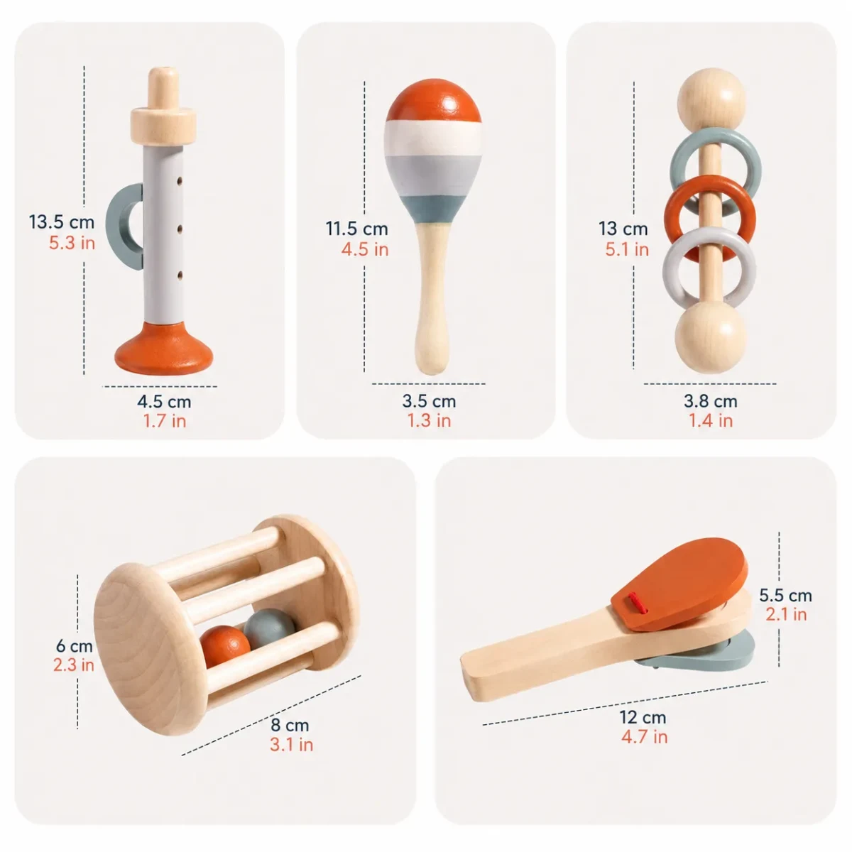 Set Sensorial Musical de Madera 5 Piezas5
