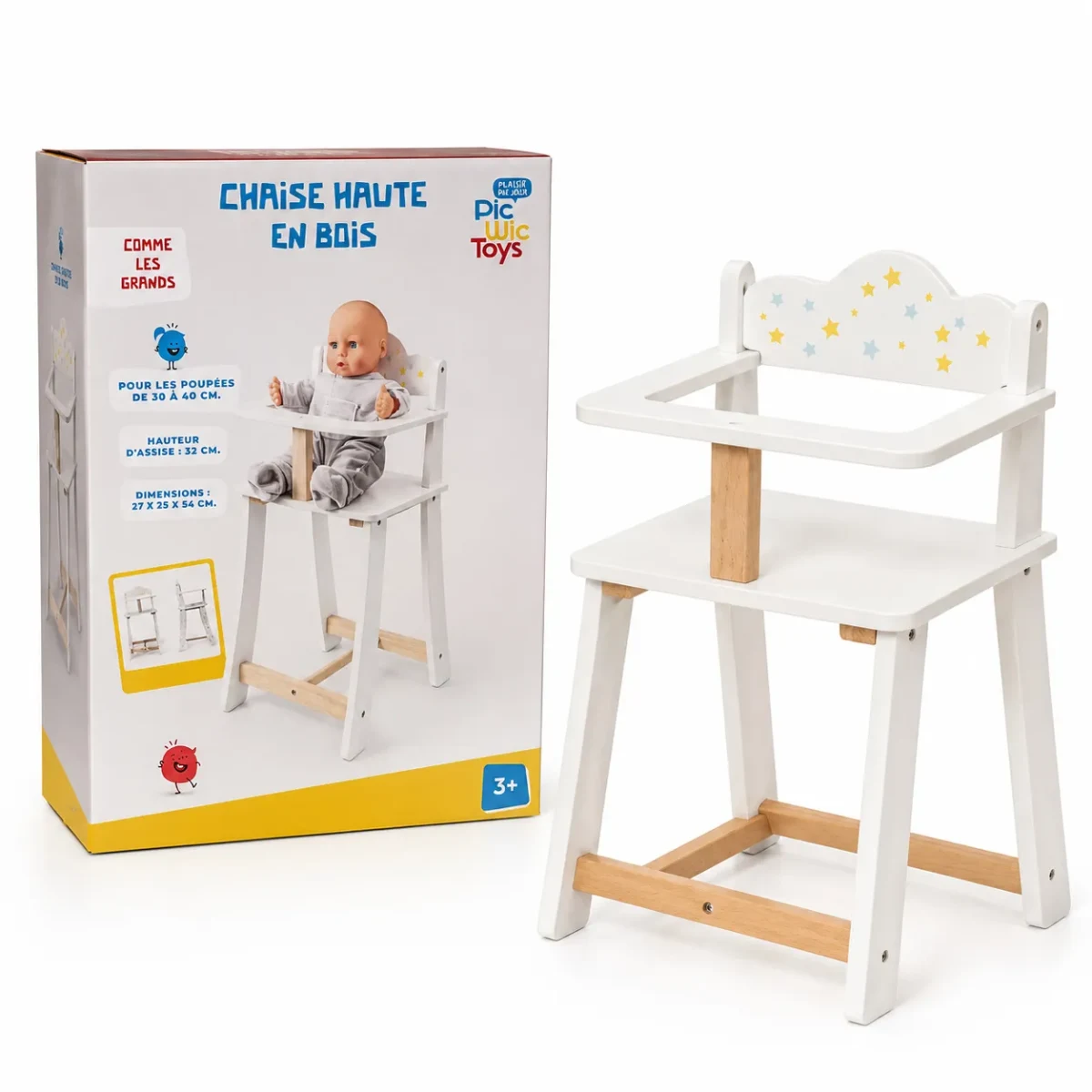 Silla para comer para muñecas de madera3