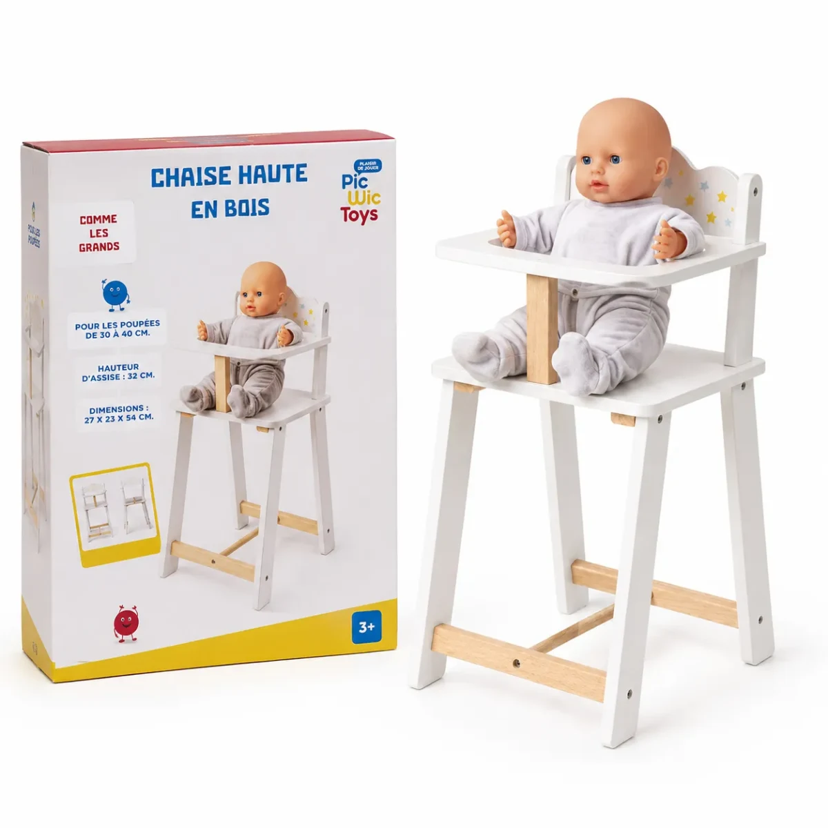 Silla para comer para muñecas de madera4