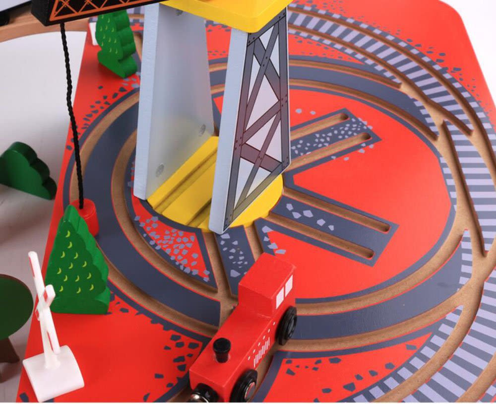Pista tren eléctrico de madera 78pcs3