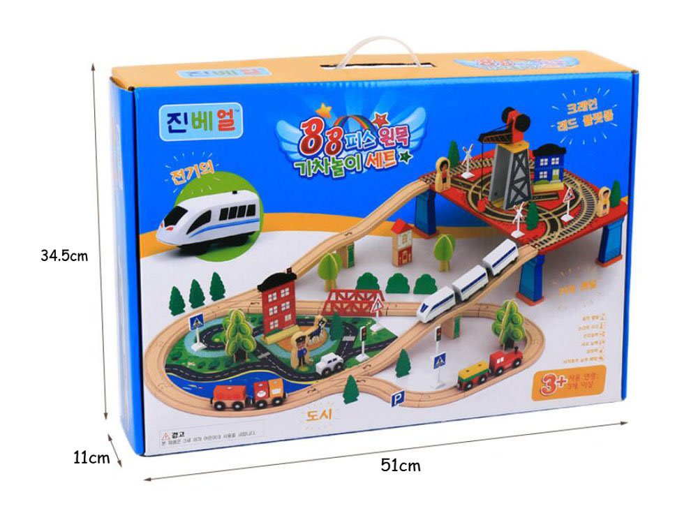 Pista tren eléctrico de madera 78pcs 6